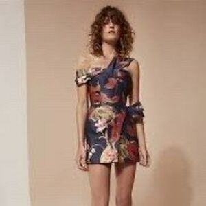 NWT C/MEO COLLECTIVE Need You Dress Navy Botanic Floral Mini Size XS